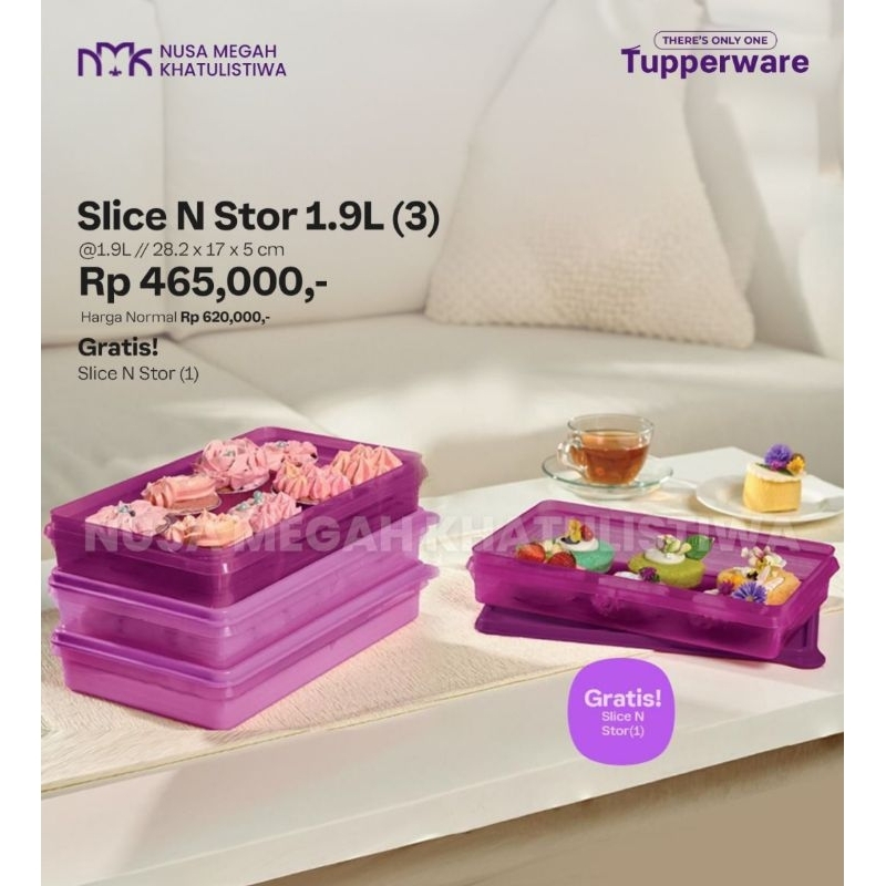 Slice n Stor / snack n store / signature/tempat kue tupperware/tempat lapis tupperware/tupperware un