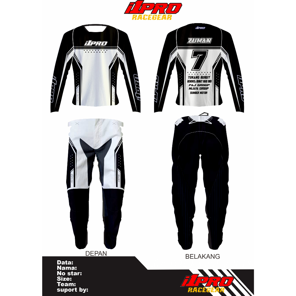 Celana Trail Jersey Cross Custom 1 set Free Name