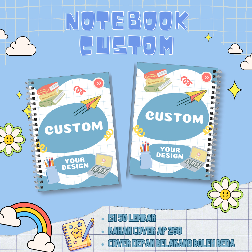 

Notebook custom A7 (7 x 10 cm)/notebook spiral A7 cover depan belakang isi 50 lembar polos