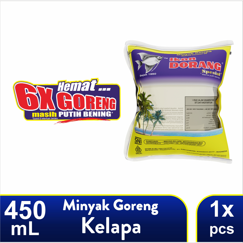 

Ikan Dorang Spesial - Minyak Goreng Kelapa 450 mL - (PCS)