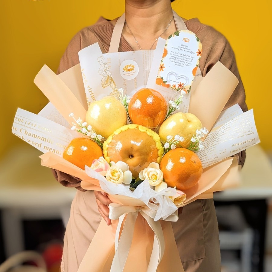 

Sepetikbuah - Golden Sunshine Bouquet | Buket Buah Anniversary / Graduation / Ulang Tahun
