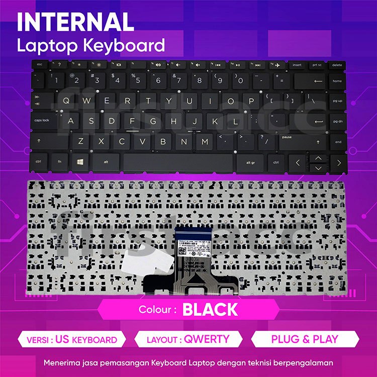 Keyboard Laptop HP 14-ck0011tu 14-ck0012tu 14-ck0013tu 14-ck0013tx hitam new