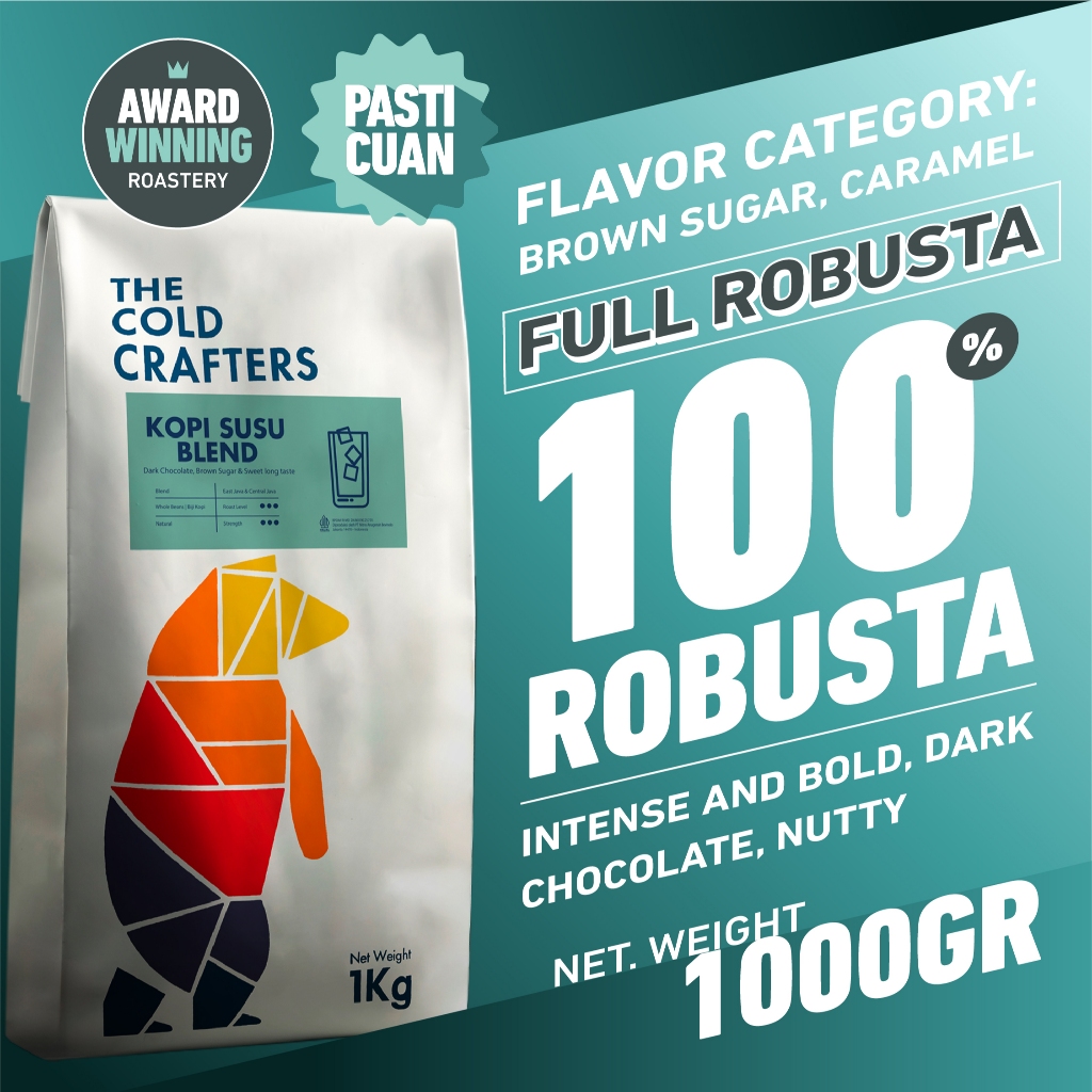 

Kopi Susu Espresso Blend 100% Robusta 1KG Minuman Kekinian Biji Bubuk 100% Robusta Roasted Coffee Beans Biji Kopi Bubuk - 1000 gram, Biji Kopi