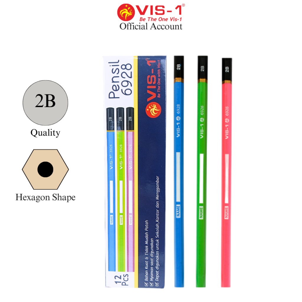 

VIS-1 - Pensil 2B kode 6928 / Pencil / Petelot / Pensil 2B / Pensil murah / Pensil Komputer