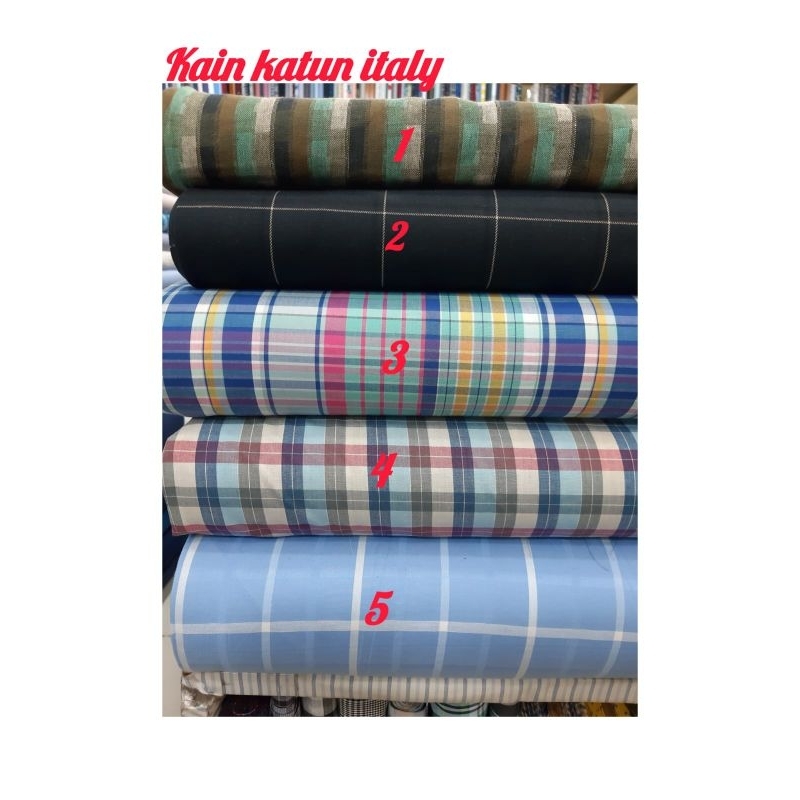 Bahan kemeja/ Kain katun italy/Bahan katun motif/Katun import