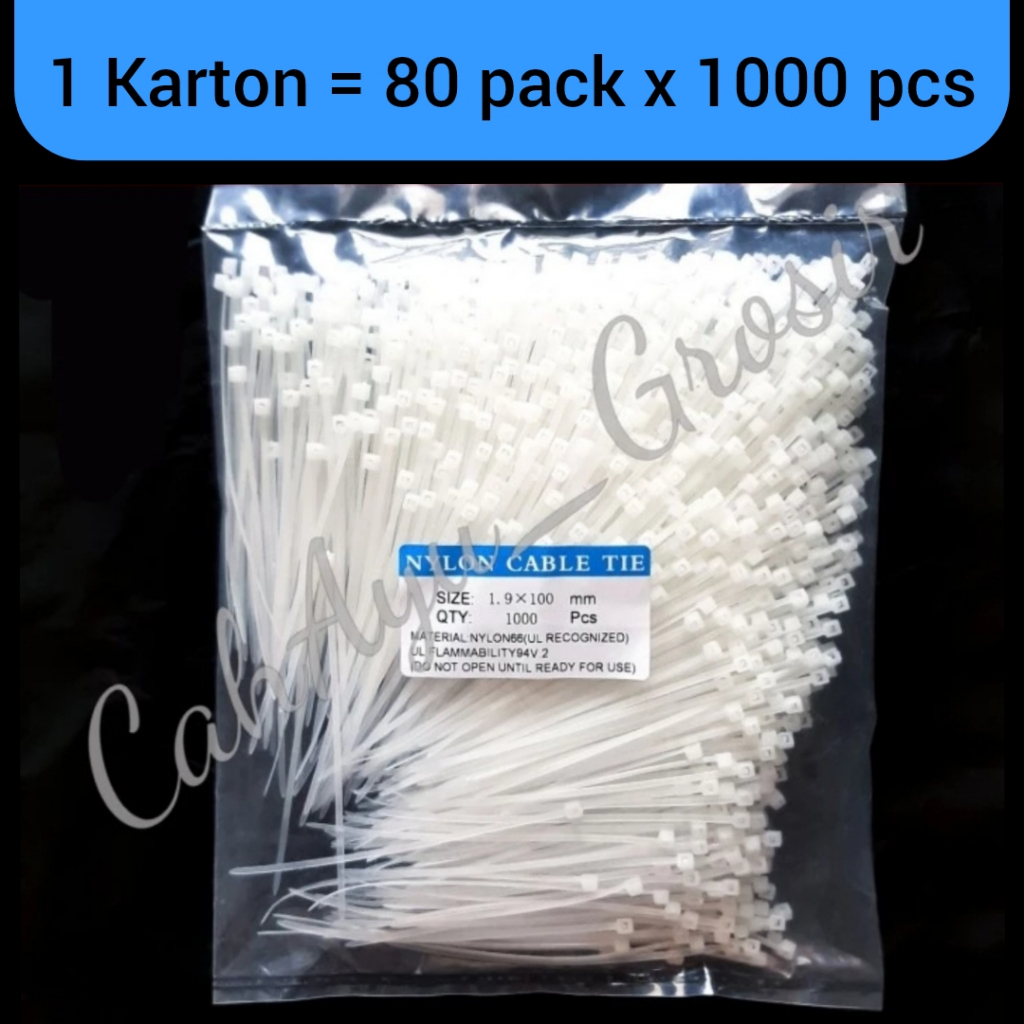 

1 KARTON - 80 pack Cable Ties Kabel Tis 1.9mmx100mm 10 cm (1000pcs/pack)