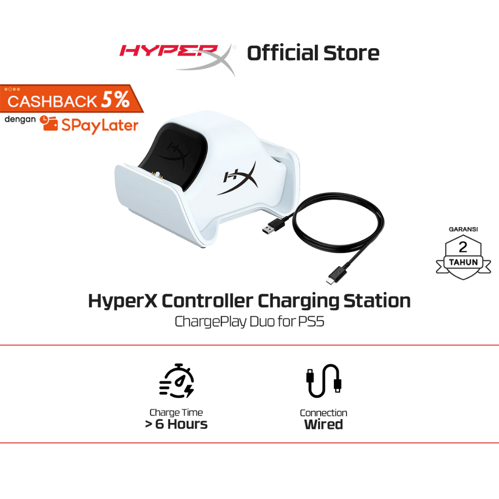 HyperX Controller Charging Station Gaming ChargePlay Duo PS5 White Original Promo Cicilan Murah