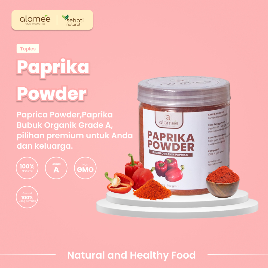 

ALAMEE Paprika Bubuk Seasoning Powder Ground Bumbu Dapur Instan Organik Murni Tanpa Campuran 250g