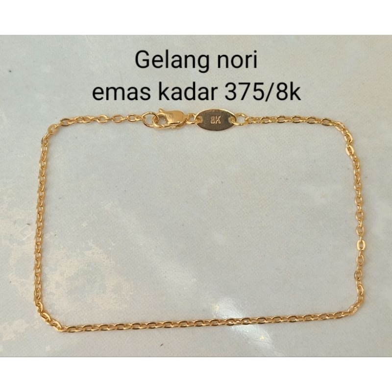 Gelang nori emas kadar 375/8k (0.56gram 17.5cm)