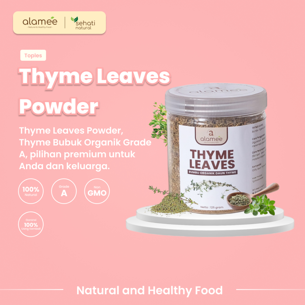 

ALAMEE Thyme Kering Daun Timi Bumbu Dapur Organik Garnish Dried Leaves Murni Tanpa Campuran 125g