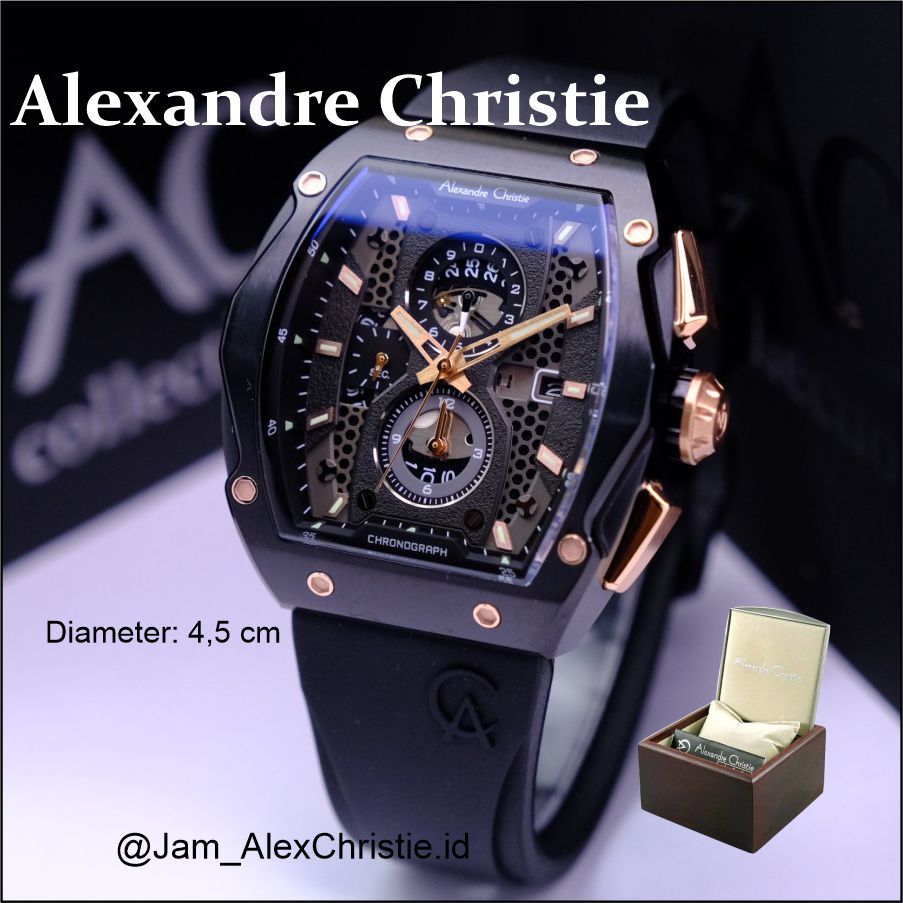 Alexandre Christie original jam tangan pria rubber AC6608 Alexander Cristie karet 100% ori