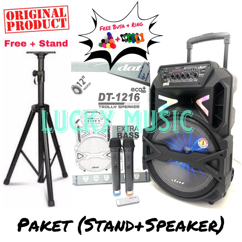 Speaker portable DAT DT 1216 Original Free 2 Mic Wireless speaker portable dat 1216 speaker 1216 spe