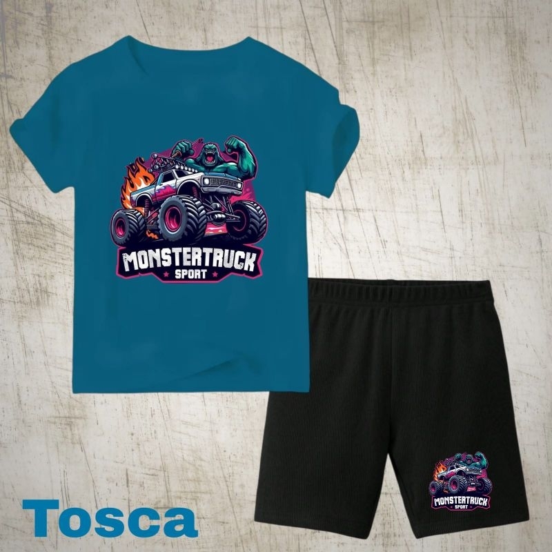 kaos setelan anak anak Monster truk umur 2-10 th Uk. S,M,L,XL