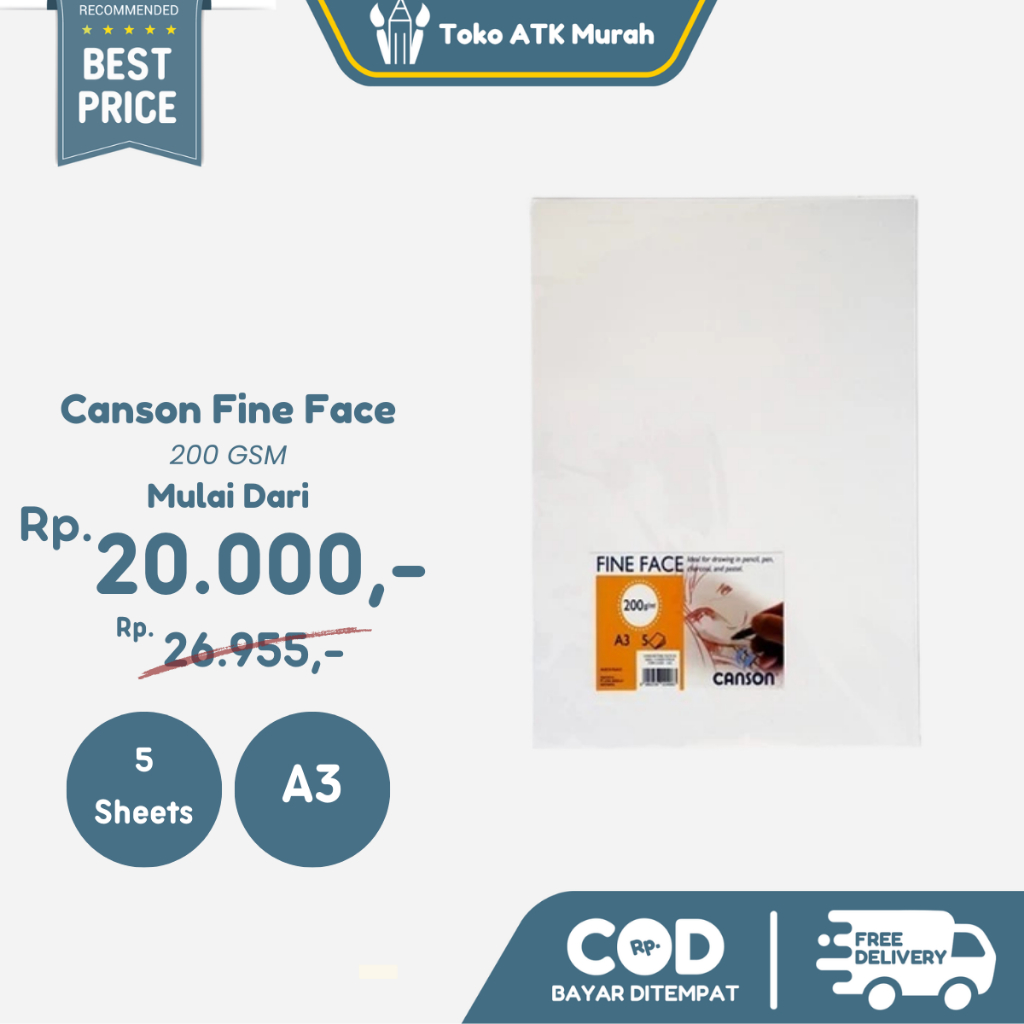 

Canson Fine Face 200 Gsm A3 Kertas Gambar Pencil Pastel Paper 5 Lembar