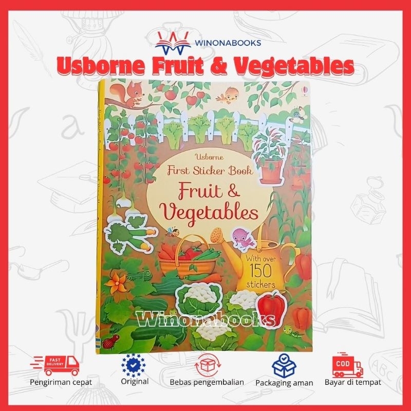 Usborne Look Inside Sticker Book - Fruit & Vegatables bonus lebih dari 100 stiker