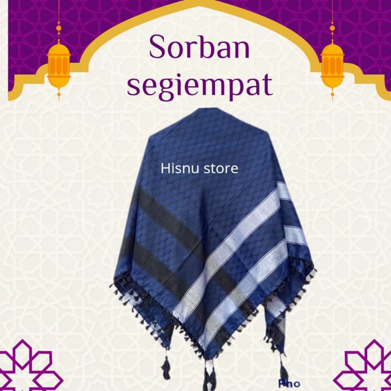 RB sorban arab segiempat dewasa/sorban motif/sorban list/sorban hitam putih/sorban polos/sorban