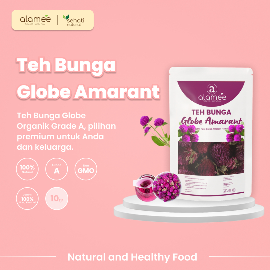 

Teh Bunga Globe Amaranth Tea Herbal Kering Organik Herbal Organic Asli Dried Flower Alami 10gr