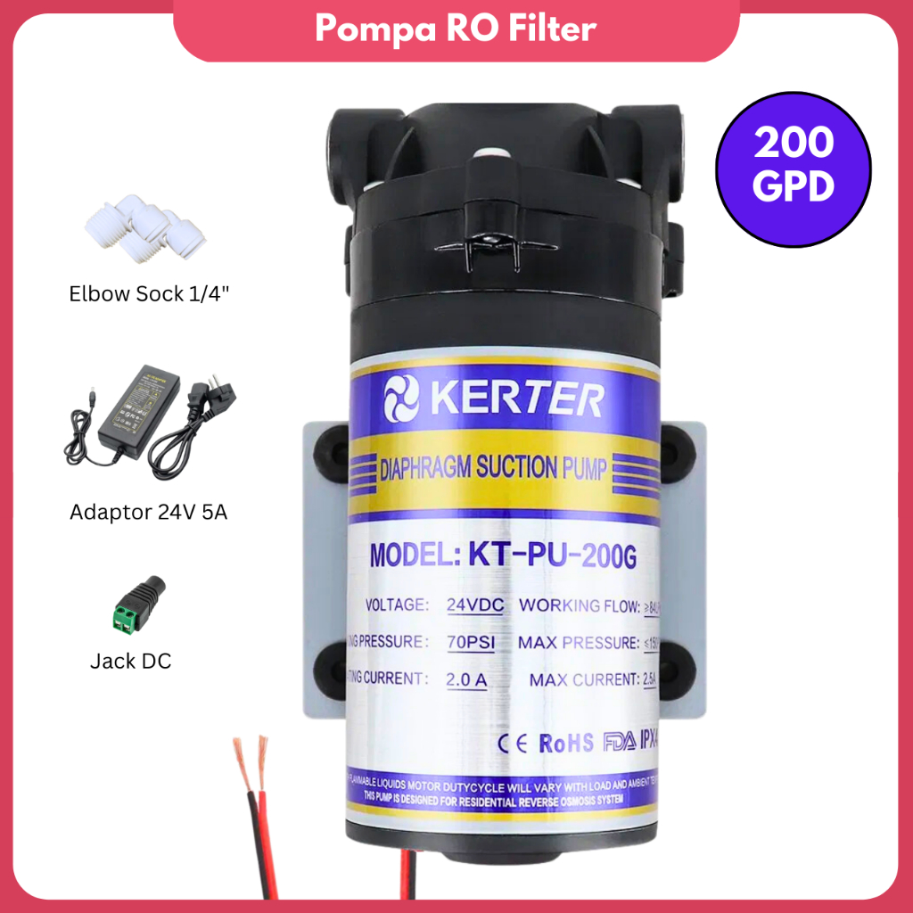 Pompa Air RO 24V Booster pump RO 200 Gpd Pompa dorong Dengan Adaptor RO pump