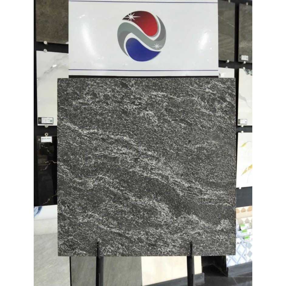 GRANIT LANTAI ABU TUA PERMUKAAN KASAR UKURAN 60X60 | ARNA AMBARA DARK GREY EXP 60X60