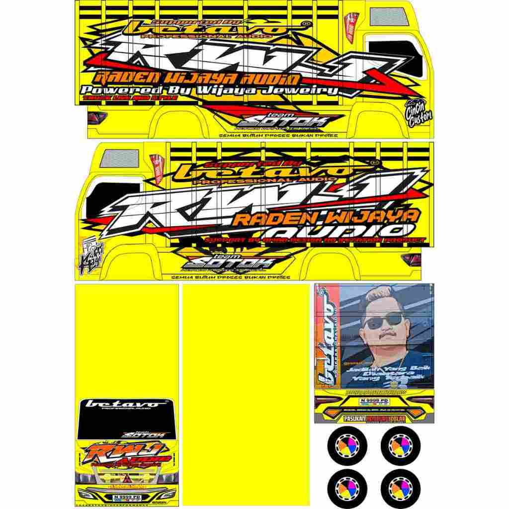 STIKER MINIATUR TRUK RWJ AUDIO HOREGG