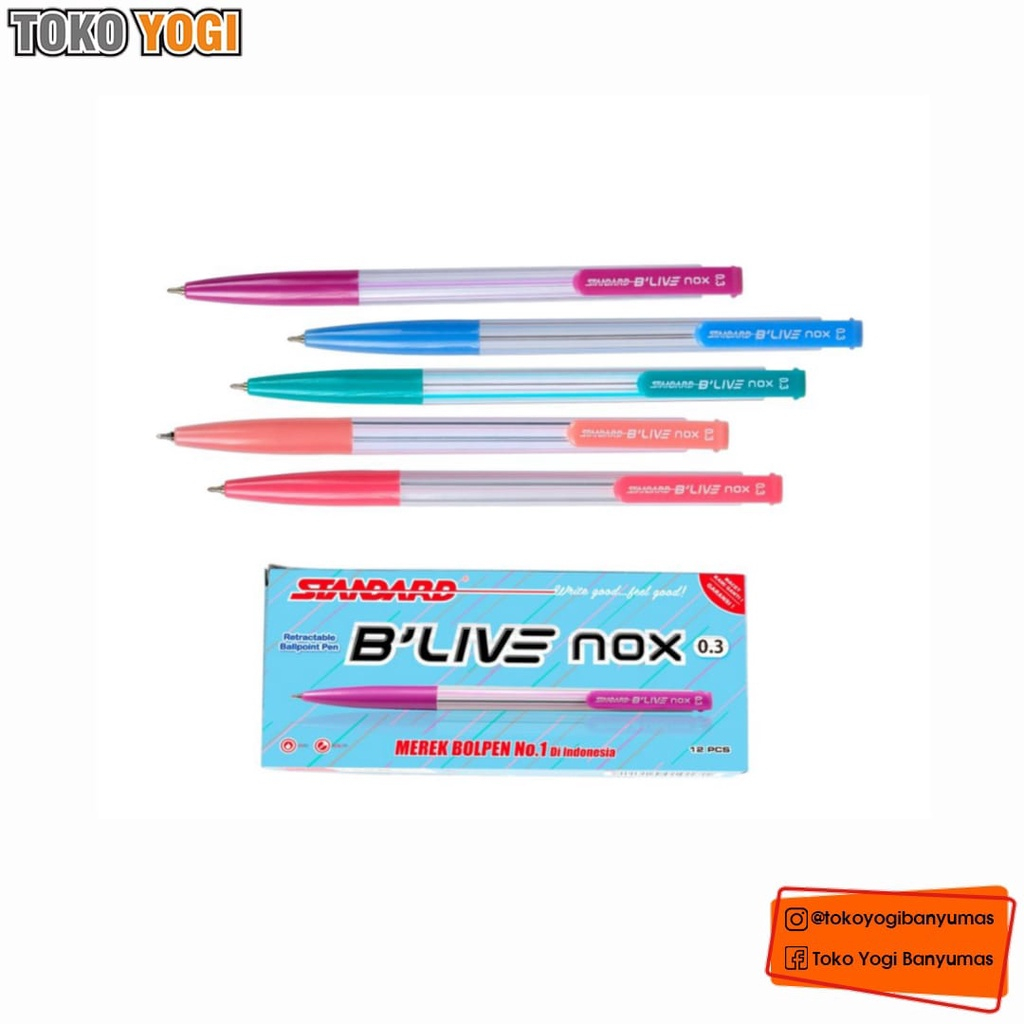 

STANDARD BALLPOINT PEN B'LIVE NOX 0.3 TINTA HITAM (1 PACK = 12 PCS)