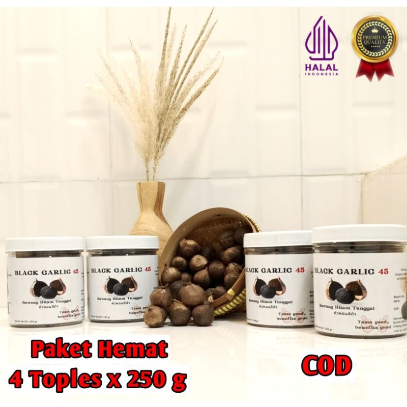 

Black Garlic Tunggal ( 4 X 250g ) Bawang Hitam Tunggal Herbal Untuk Kesehatan Bawang Lanang / Solo
