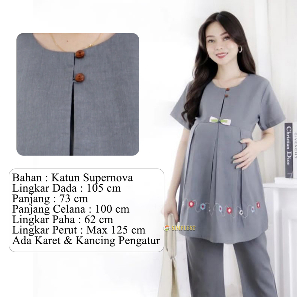 Setelan Hamil Baju Celana Panjang Wanita Hamil Bahan Katun