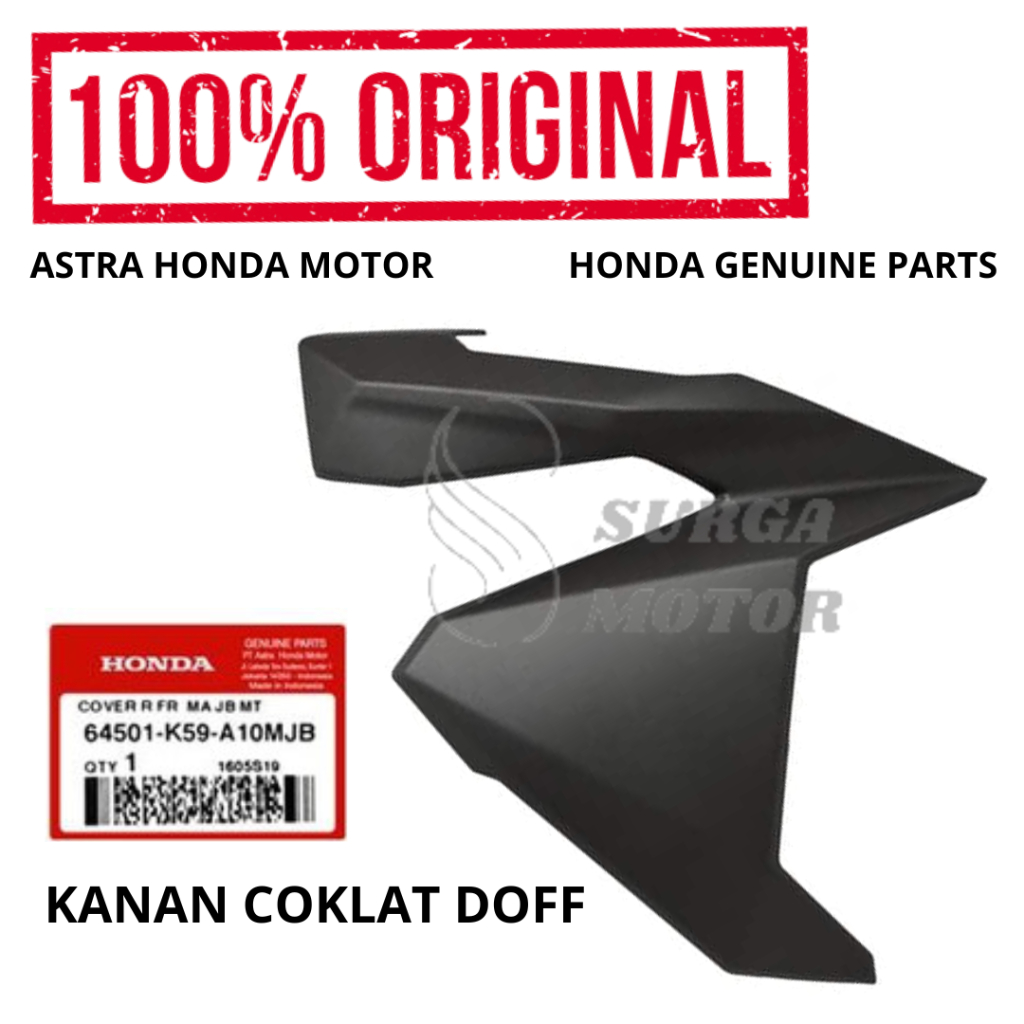 Cover Sayap Kanan Coklat Doff Vario 125 150 eSP LED Original Honda AHM 64501-K59-A10MJB Kover Depan 