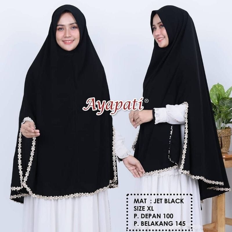 Jilbab jetblack ayapati / jilbab hitam saudi / jilbab haji umroh hitam Jumbo