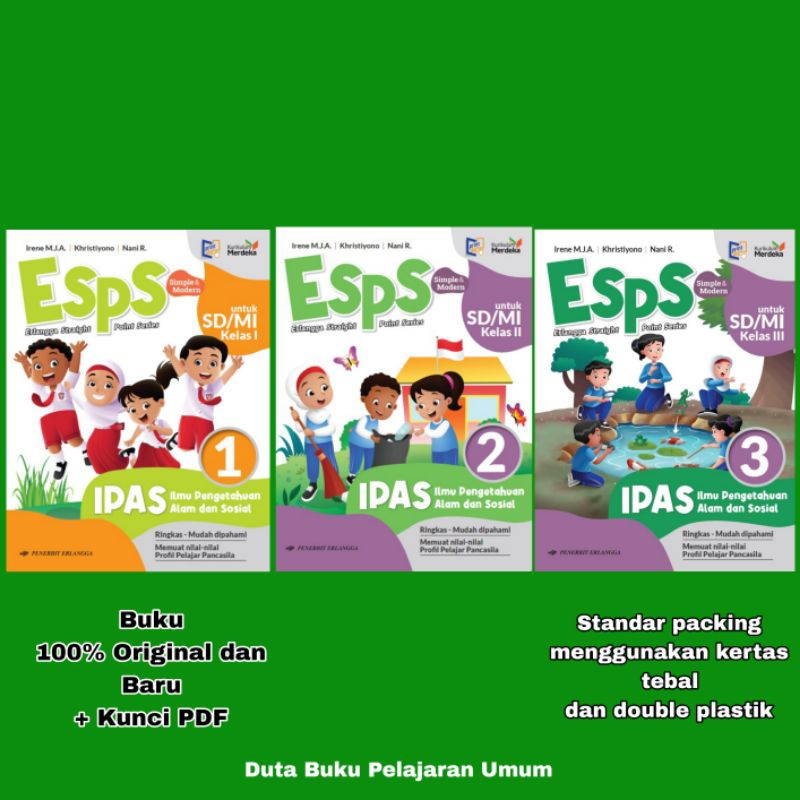 Buku Esps - IPAS SD kelas 1 2 3 Penerbit Erlangga Kurikulum merdeka
