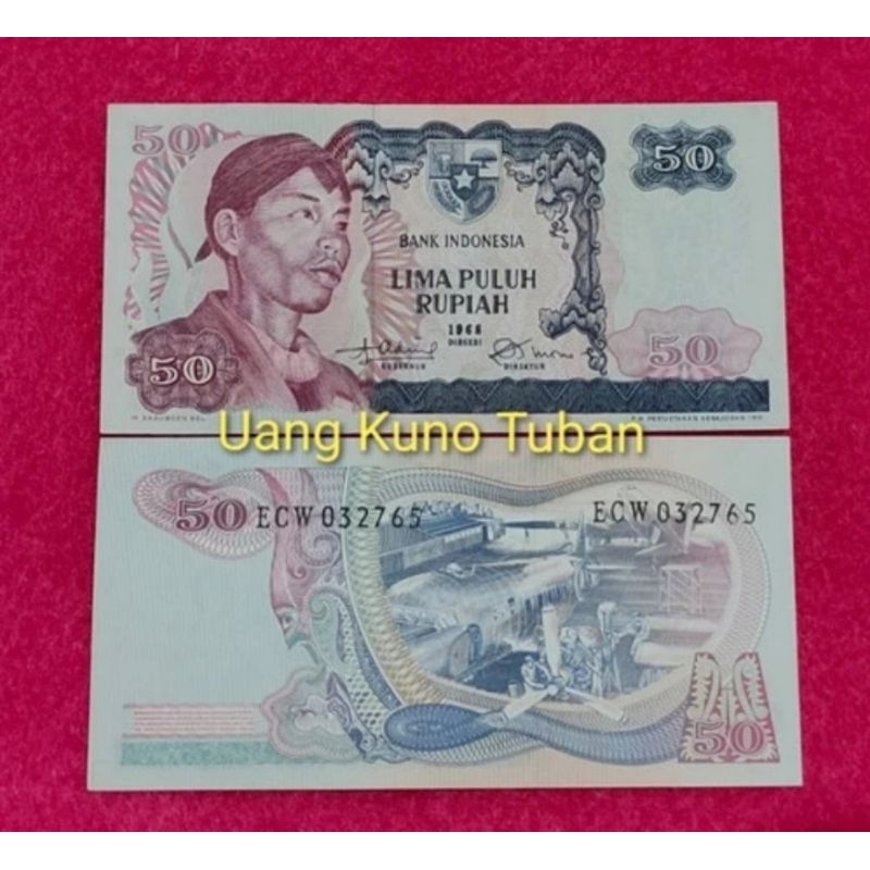 uang kuno lima puluh sudirman. 50 rupiah seri sudirman tahun 1968