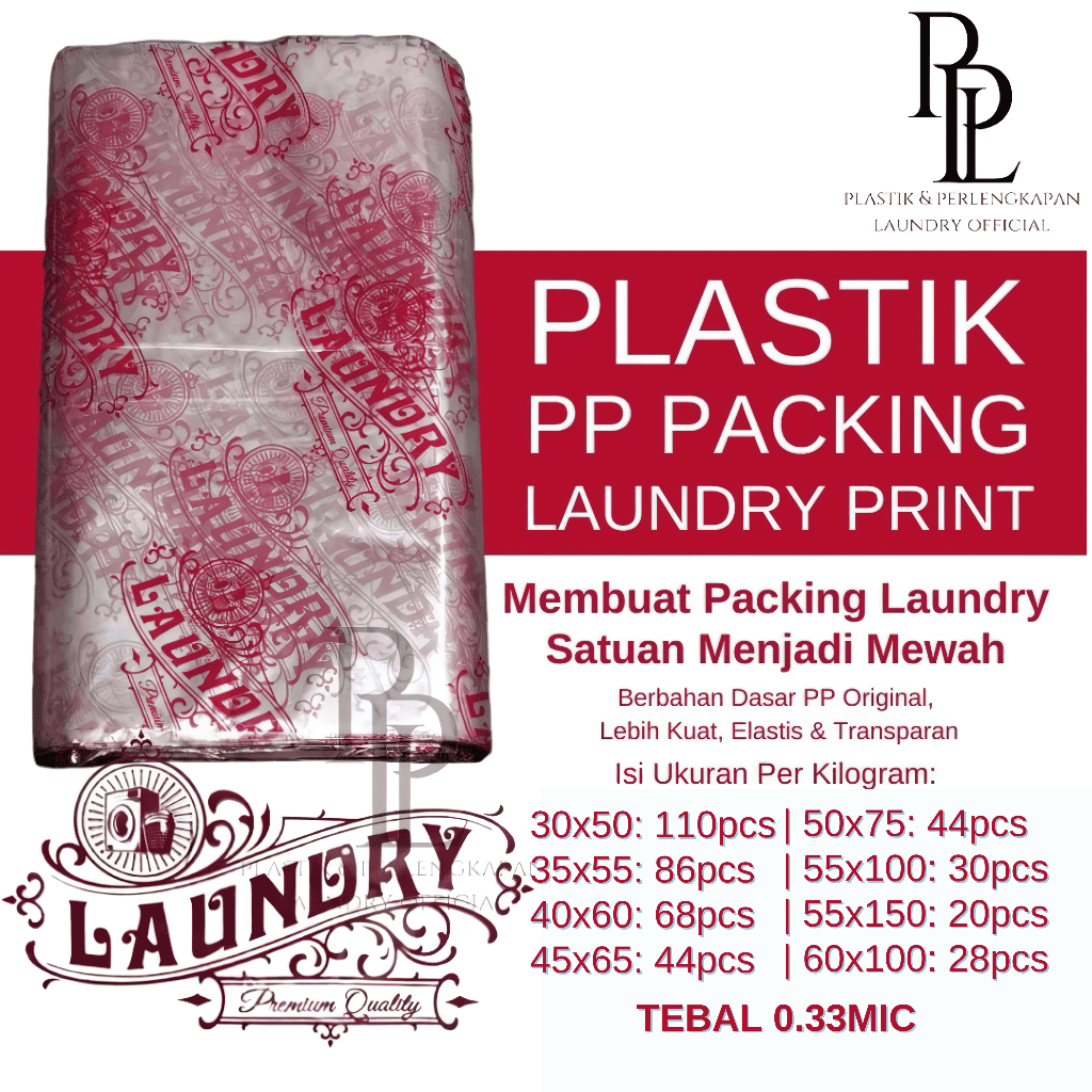 [ 1 Kg ] Plastik Packing Laundry Sablon Premium / Plastik Laundry Kiloan / Plastik PP Print/Sablon