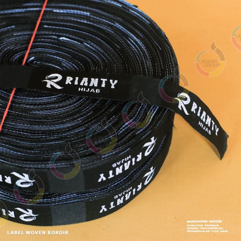 label woven custom/(1x5 cm) woven bordir/label rajut/woven bordir damask/label nama/label hijab