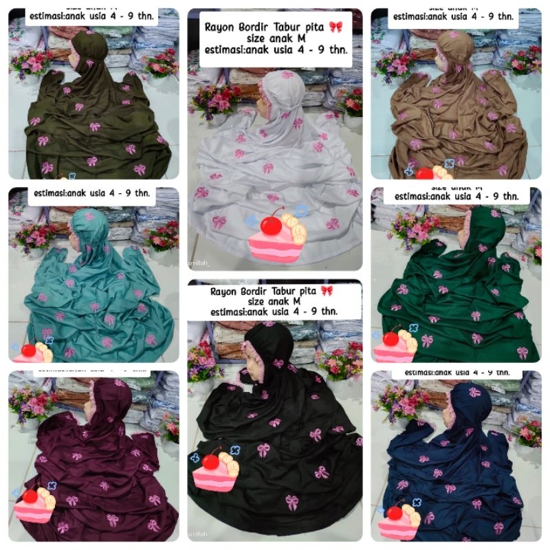 mukena RAYON pita ANAK M  Tk SD MI terusan lajuran termurah