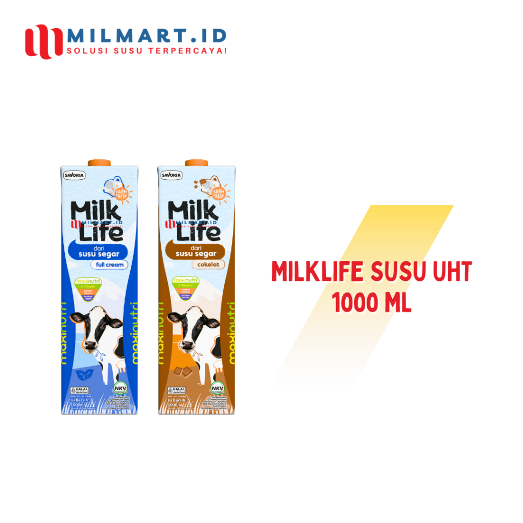 MILKLIFE SUSU UHT 1000ML MILK LIFE 1 L STROBERI/COKELAT/VANILLA