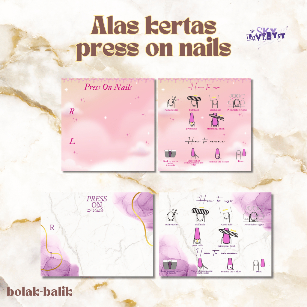 

ALAS KERTAS PRESS ON NAILS | DUDUKAN KERTAS NAIL ART/KUKU PALSU