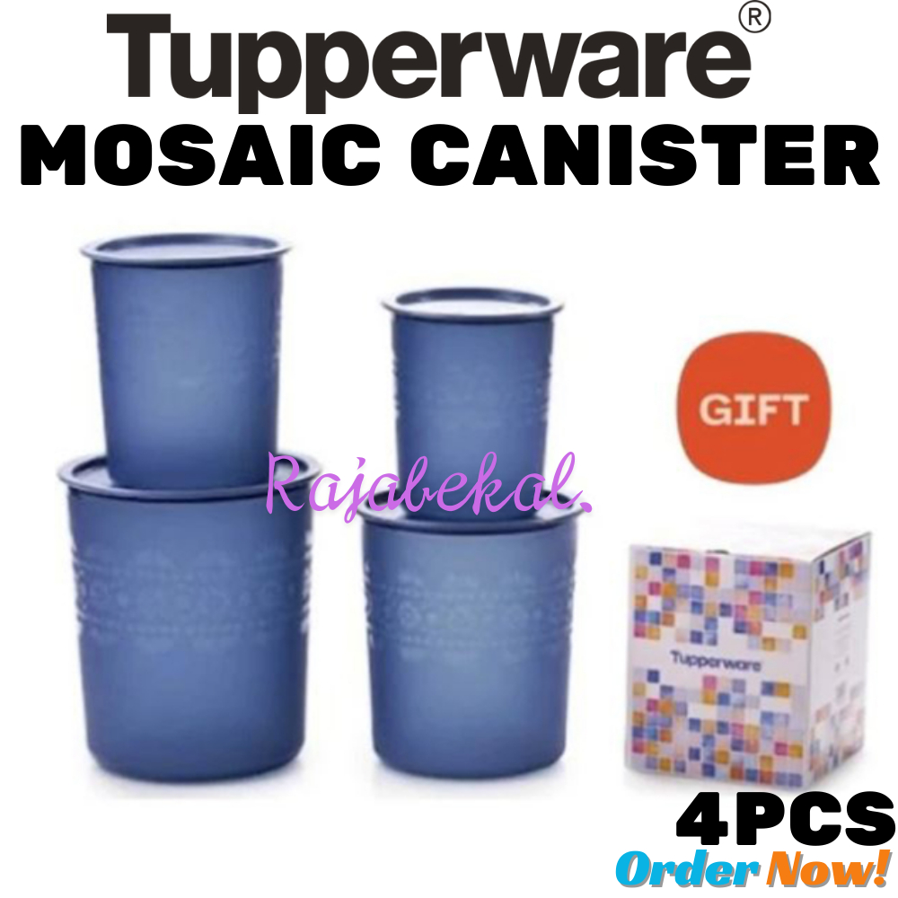 PROMO Tupperware  Mosaic Canister Set free box 4pcs // deco canister set 4pcs // trio mosaic caniste