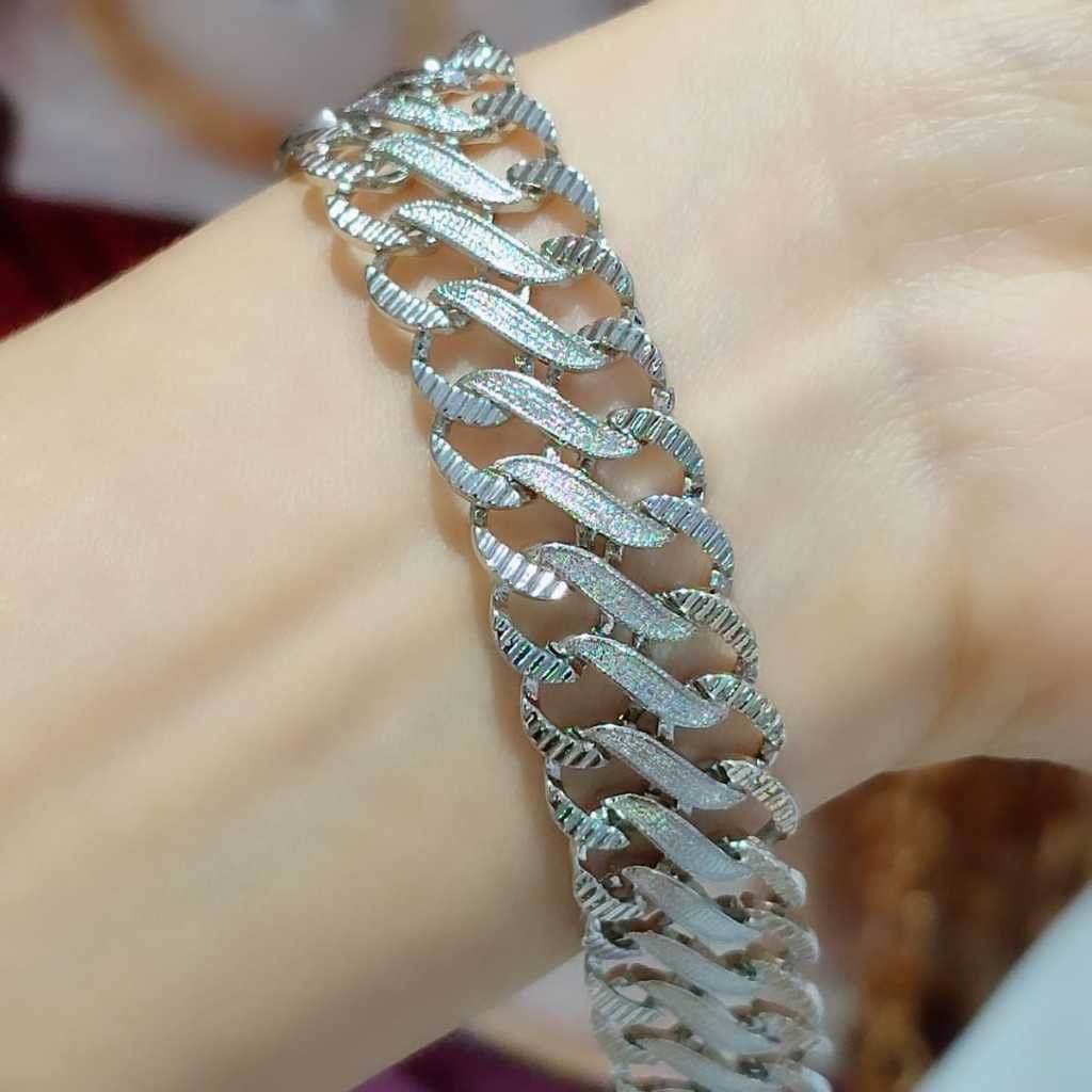 Gelang rantai lipan silver lebar 1,5cm gelang anti karat anti hitam-bestjewelry
