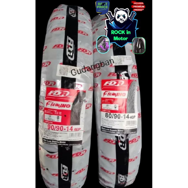 (COD) Paket Sepasang Ban FDR Tubeless /Biasa (80/90-14 & 90/90-14) Untuk motor Baet F1/Scoopy F1 rin