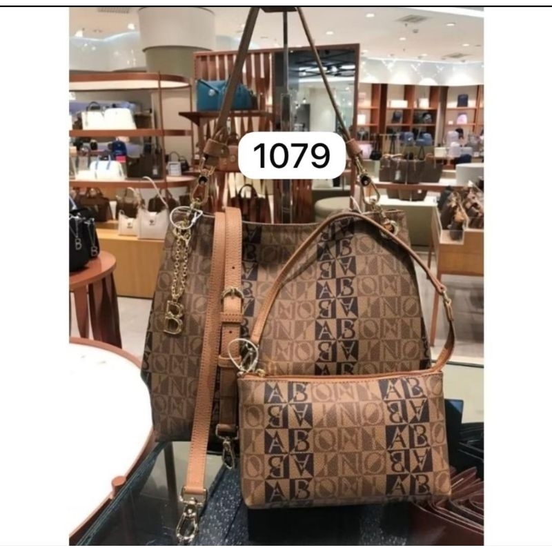 Bonia Original monogram gradasi hobo bag in bag