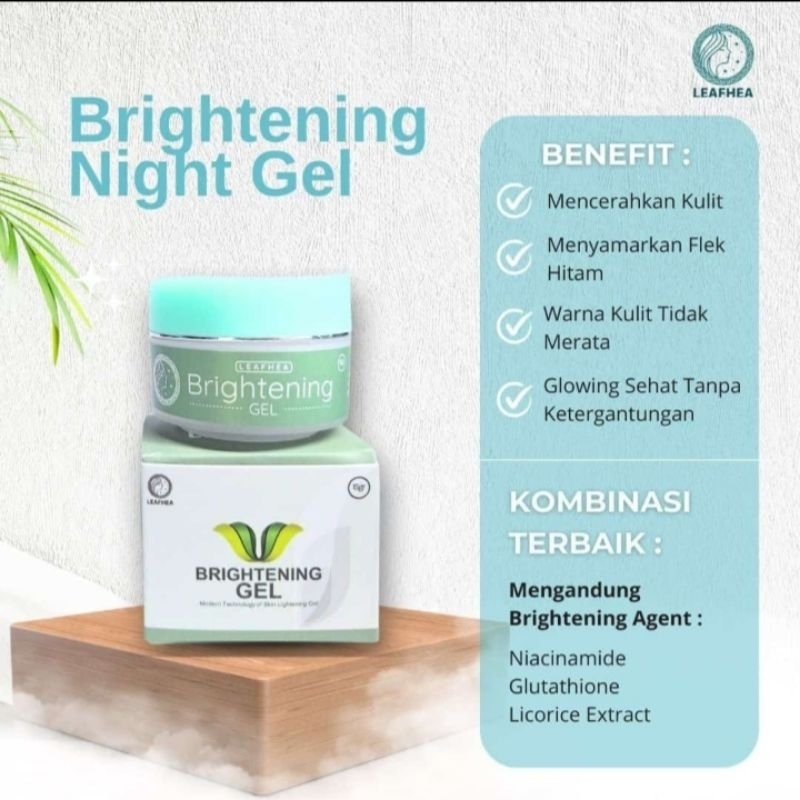 brightening gel cream malam | cram leafhea 15gr | cream malam herbal halal & bpom | aman untuk ibu h