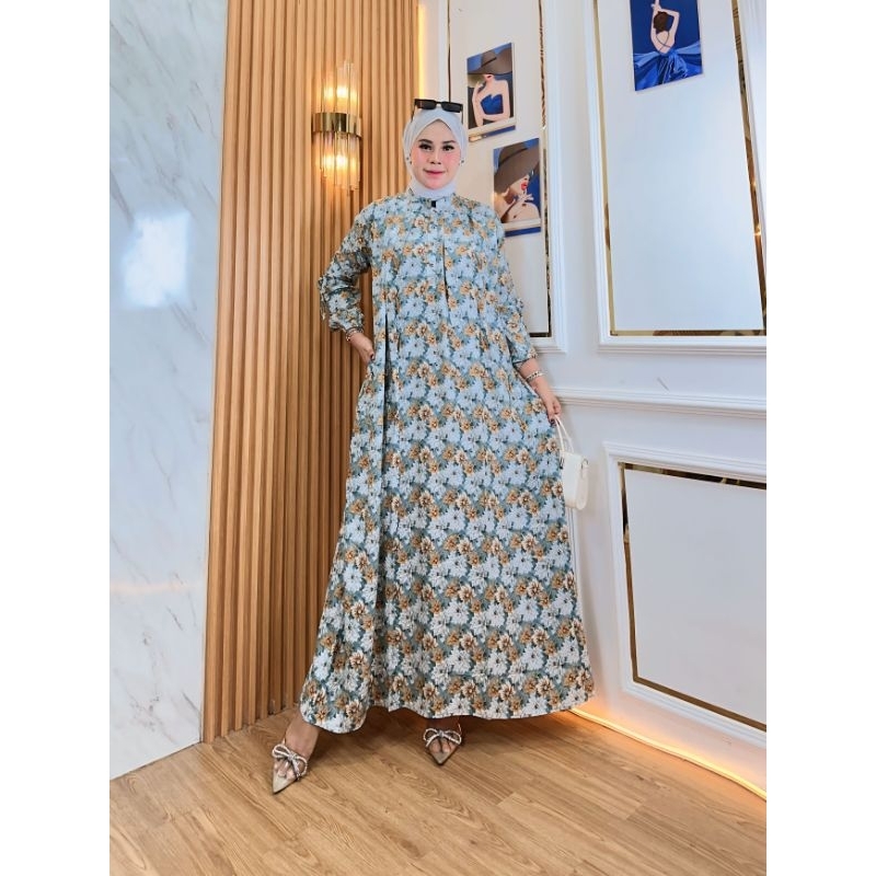Gamis Motif Bunga Bahan Rayon Viscos