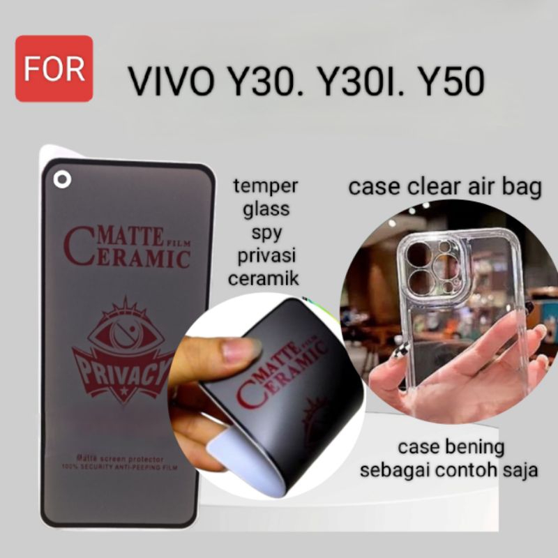 TEMPER GLASS SPY PRIVASI VIVO Y30. Y30I. Y50. ANTI GORES SPY CERAMIK TPU FILM ANTI INTIP ANTI RETAK+