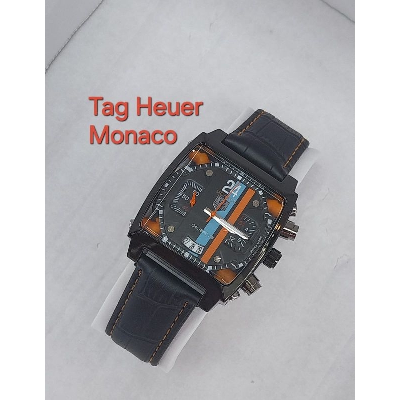 jam Tangan Tag Heuer Chrono tanggal Leather Kulit Super Jam Tangan Pria