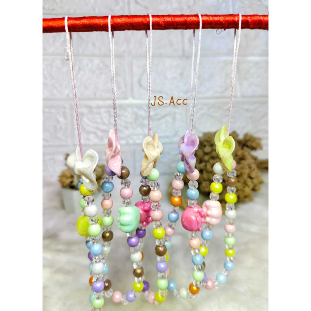 (JS.ACC) Gantungan Hp Lucu Karakter Korean/Strap Phone Korean Pita Transparant Lucu