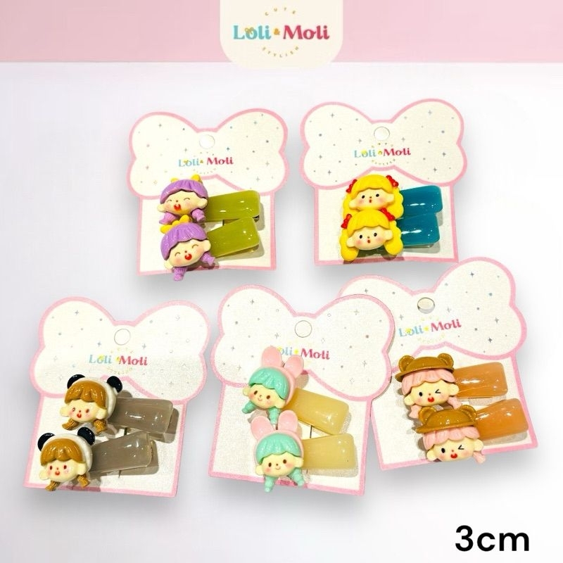 Loli Moli Jepit Gold Rambut Jepitan set Boneka Girl Glosy Premium