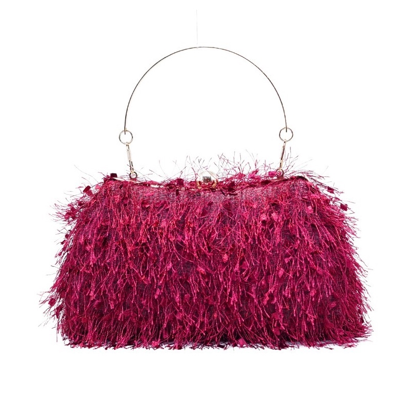 Stok terbatas Waiwai Tas Pesta Wanita Bulu Cantik 1799 Clutch