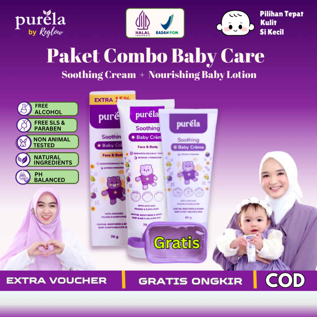 PURELA  Face ang Body Lotion Cream Moisturizer Pelembab Pemutih Kulit Sensitif Bayi dan Anak  BPOM