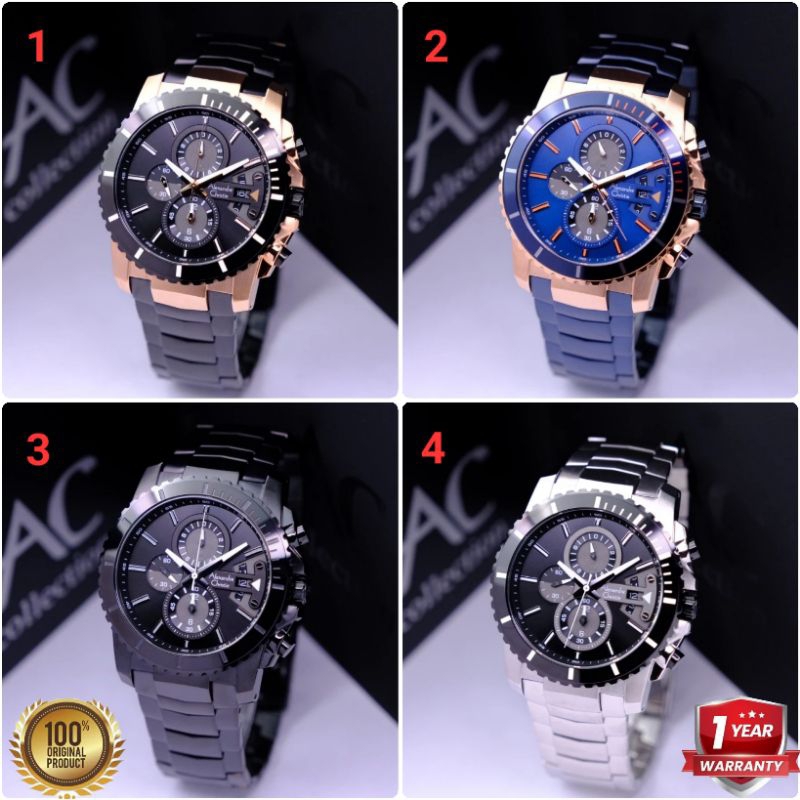 🪙 ✓BARU ORIGINAL JAM TANGAN PRIA ALEXANDRE CHRISTIE CHRONOGRAP RANTAI STAINLESS STEEL ARLOJI WATCH C