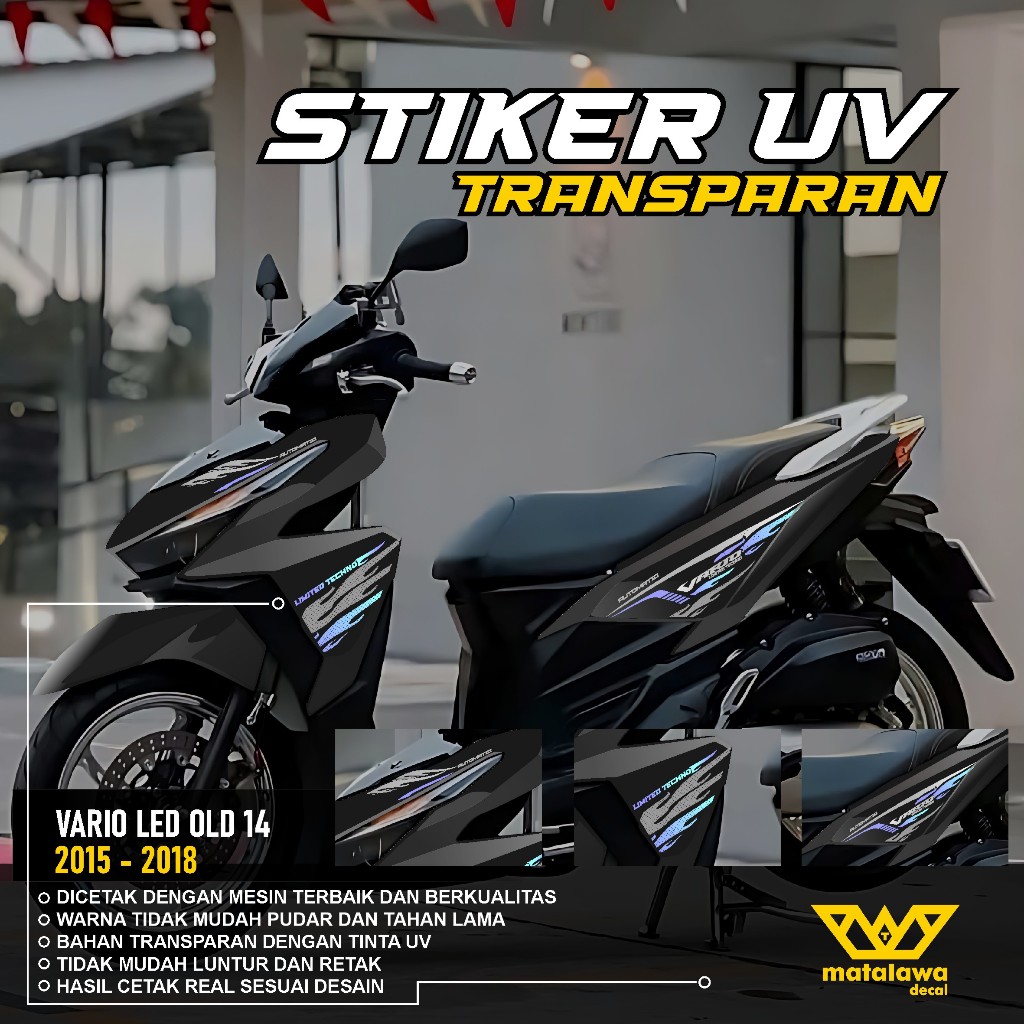 STRIPING TRANSPARAN VARIO LED OLD 125 150 STICKER  LIS UV TAHUN 2015 2017 CLICK GARNIS STIKER 14